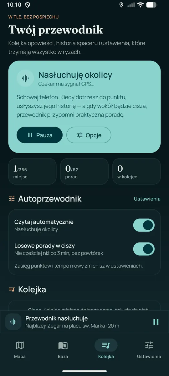 Kolejka opowieści w ciemnym motywie
